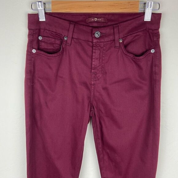 7 For All Mankind Skinny Stretch Ankle Pant - Burgundy - Picture 4 of 8